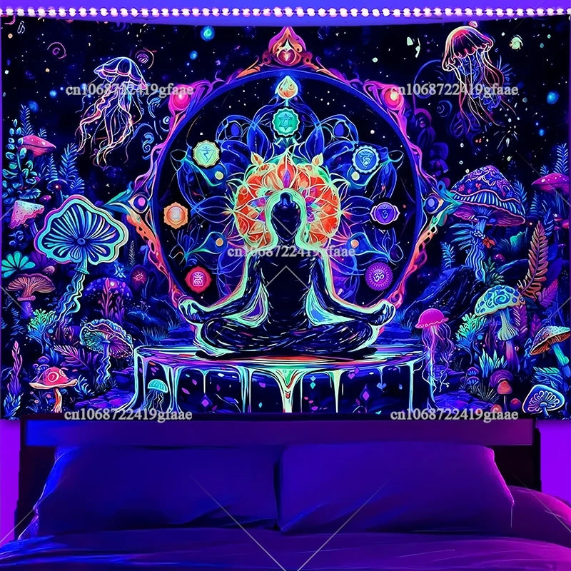 Seven Chakra Tapestry UV Reactive
